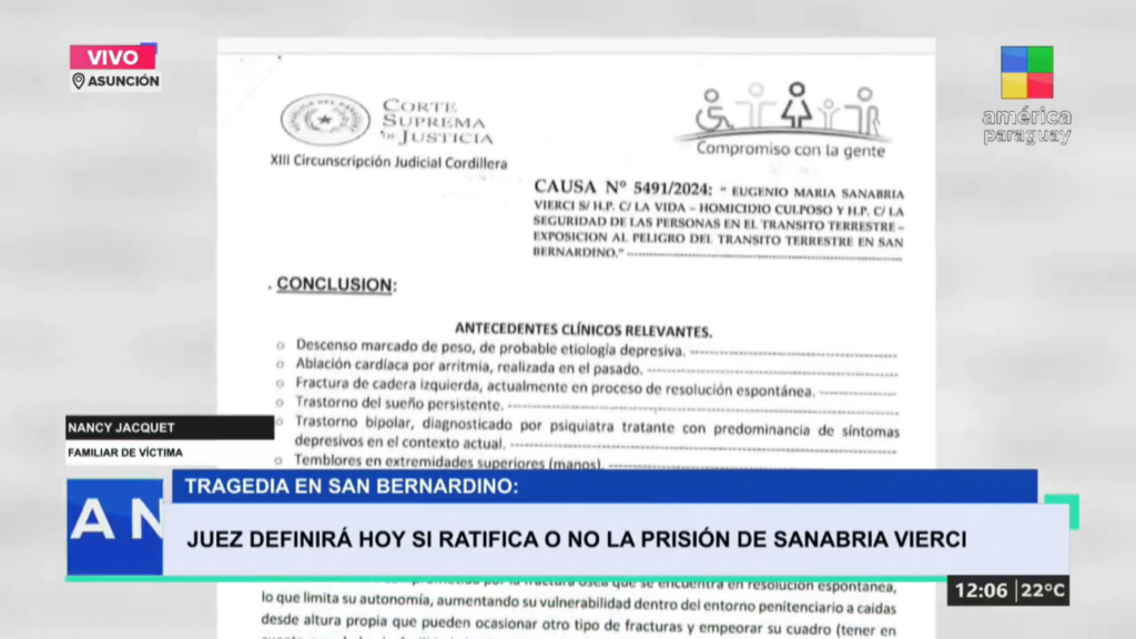 Tragedia en San Bernardino: Se definirá si se ratifica o no la prisión a Sanabria Vierci